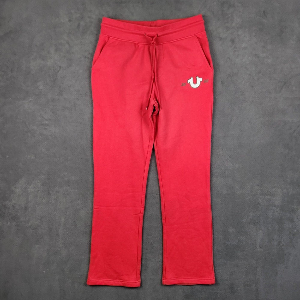 True Religion Sweatpants Mens Small Red Sunrise Horse Shoe Straight Leg Lounge